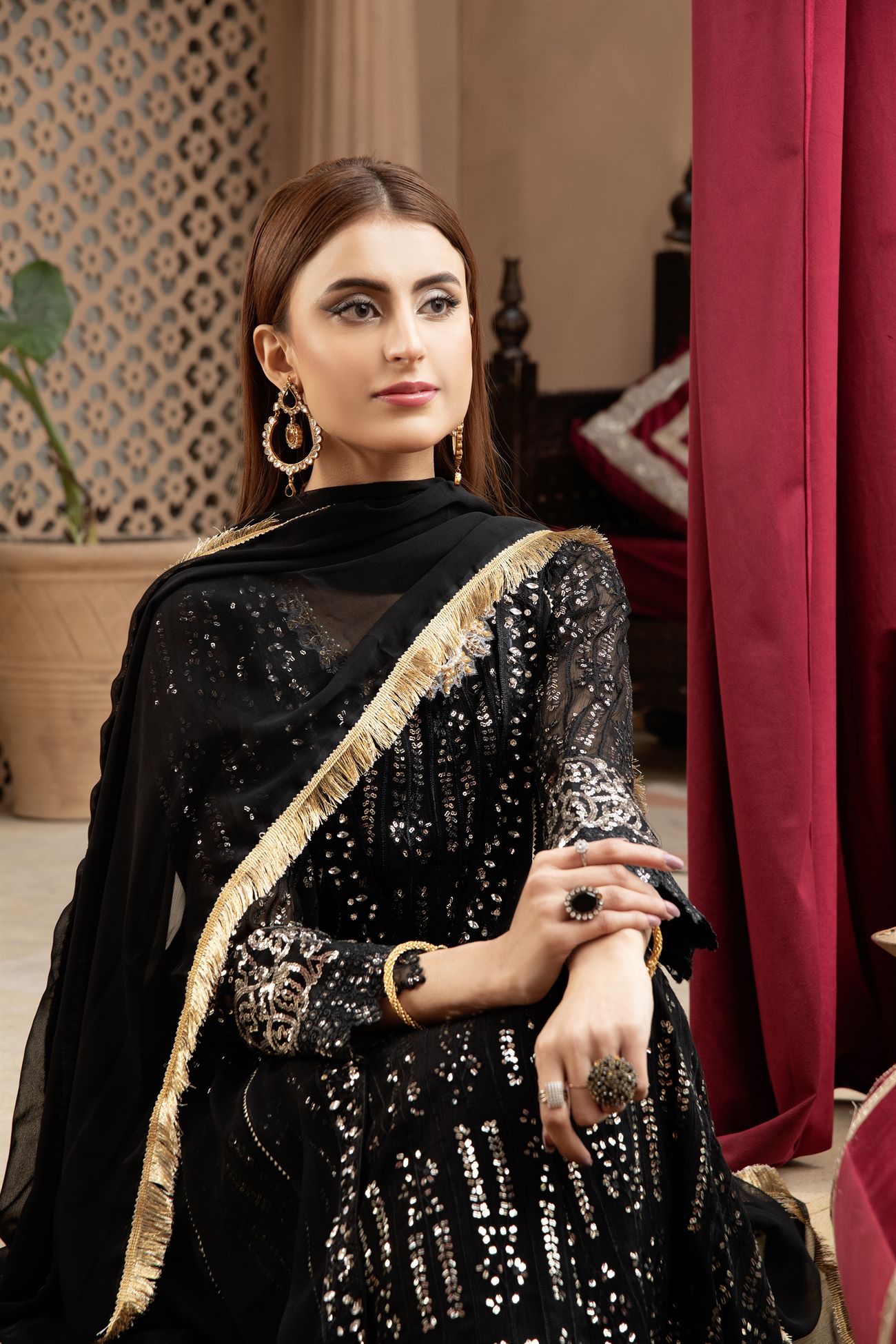 Manahils Stitched Formals Kurti-B-005-Black