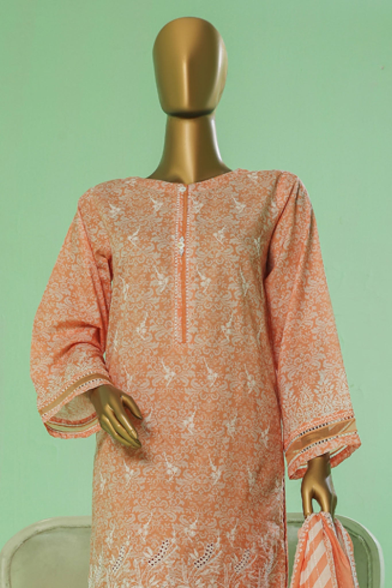 Printkari By HZ Stitched 3 Piece Prints Chikankari Vol-03 Collection'2025-PEC-059-Coral