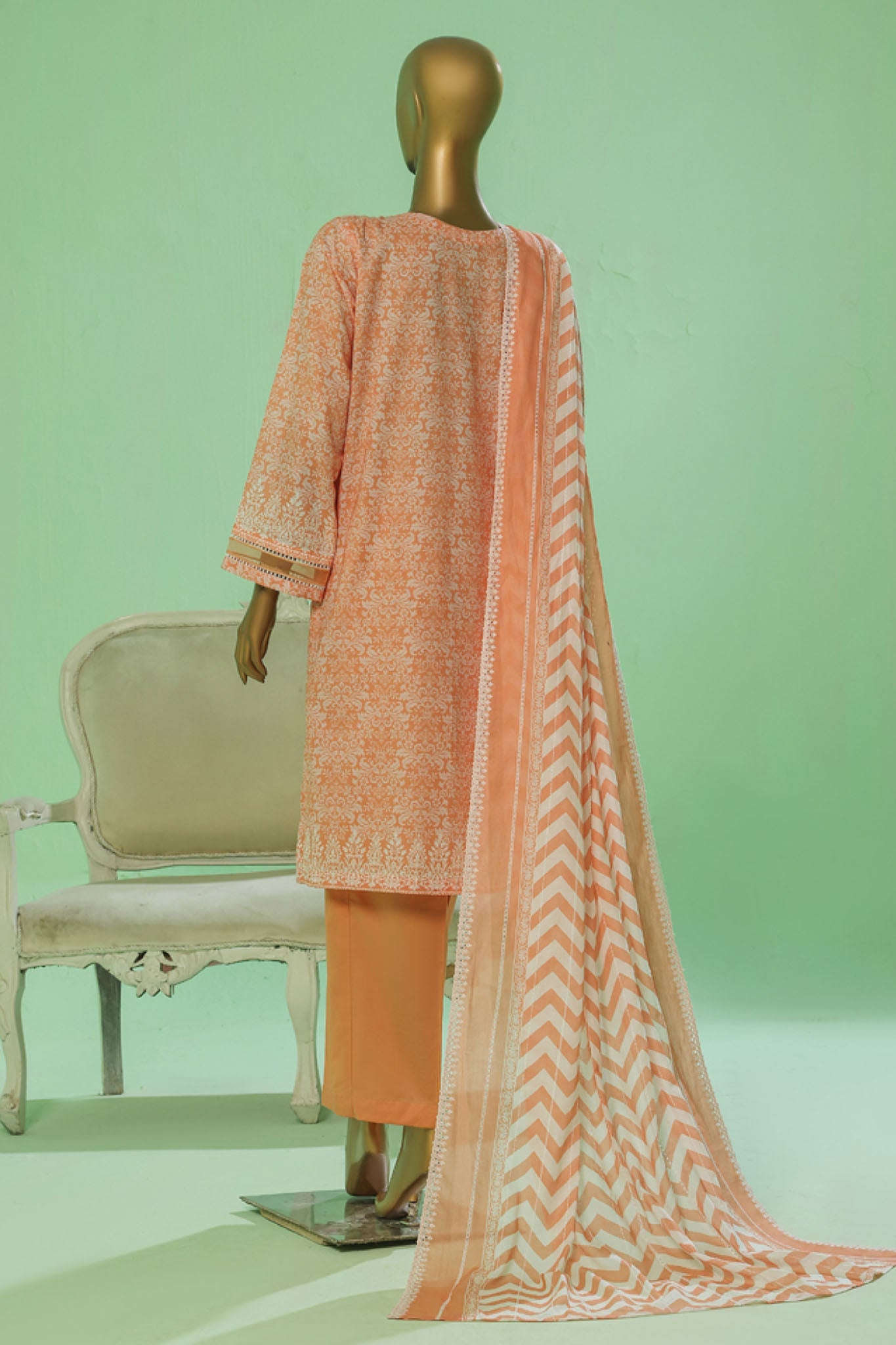 Printkari By HZ Stitched 3 Piece Prints Chikankari Vol-03 Collection'2025-PEC-059-Coral