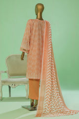 Printkari By HZ Stitched 3 Piece Prints Chikankari Vol-03 Collection'2025-PEC-059-Coral