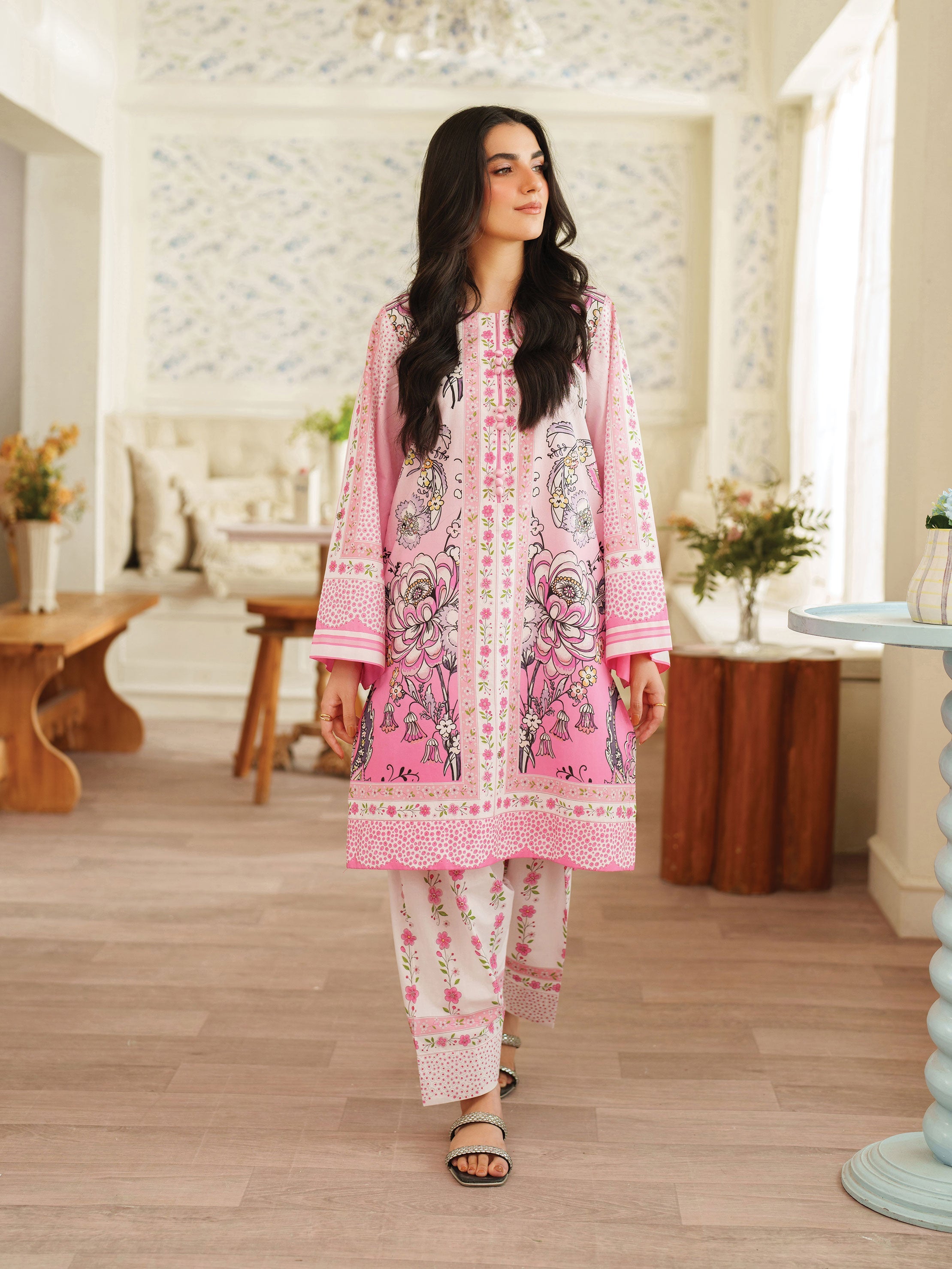 The Bloom Edit by Garnet Stitched 2 Piece Summer Collection'2025-Pink Dove