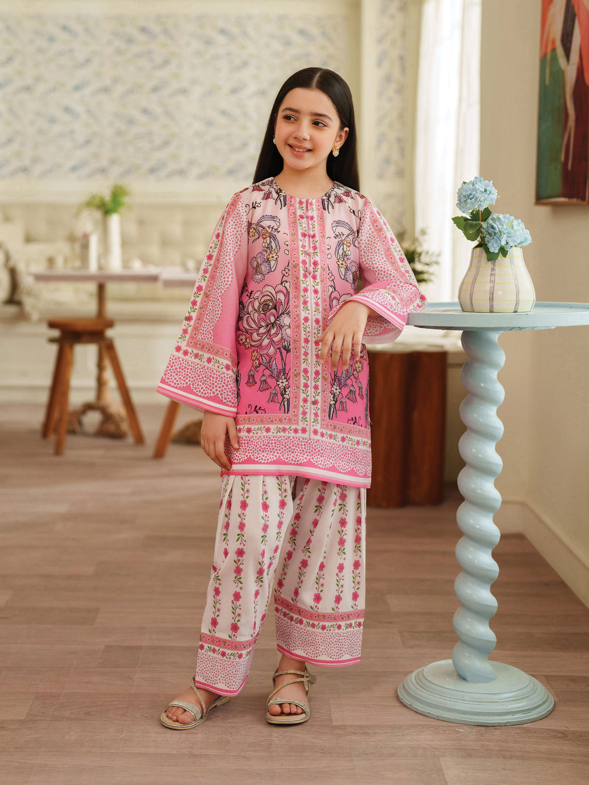 The Bloom Edit by Garnet Stitched 2 Piece Kids Summer Collection'2025-Pink Pearl