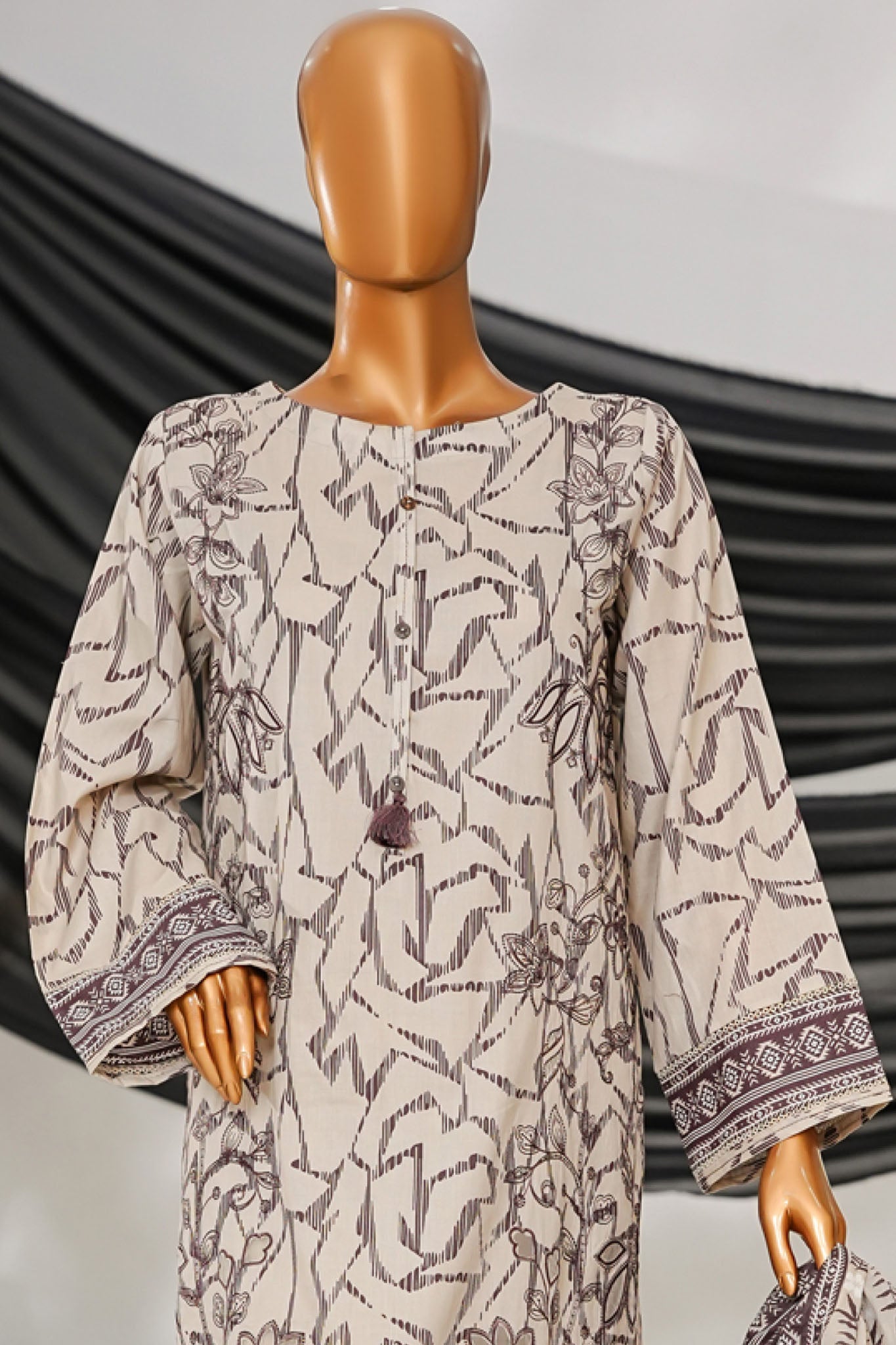 Intermix Thread & Needle By HZ Stitched 3 Piece Emb Cambric Collection'2025-POEL-3P-007-Off White