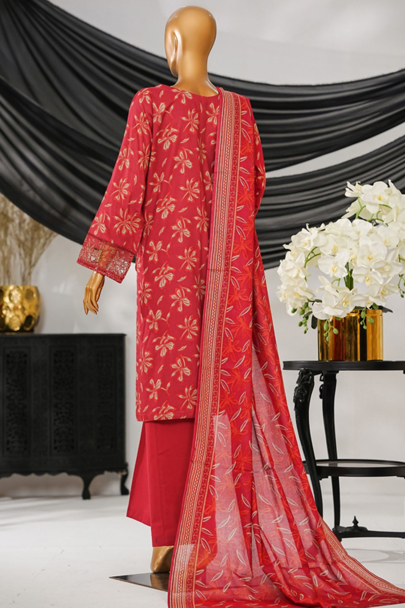 Intermix Thread & Needle By HZ Stitched 3 Piece Emb Cambric Collection'2025-POEL-3P-009-Maroon