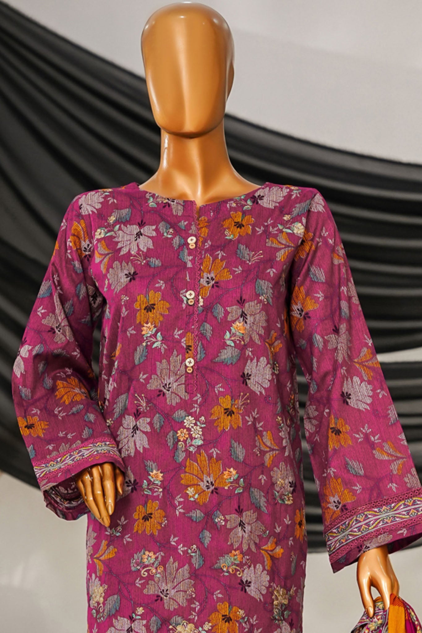 Intermix Thread & Needle By HZ Stitched 3 Piece Emb Cambric Collection'2025-POEL-3P-011-Magenta