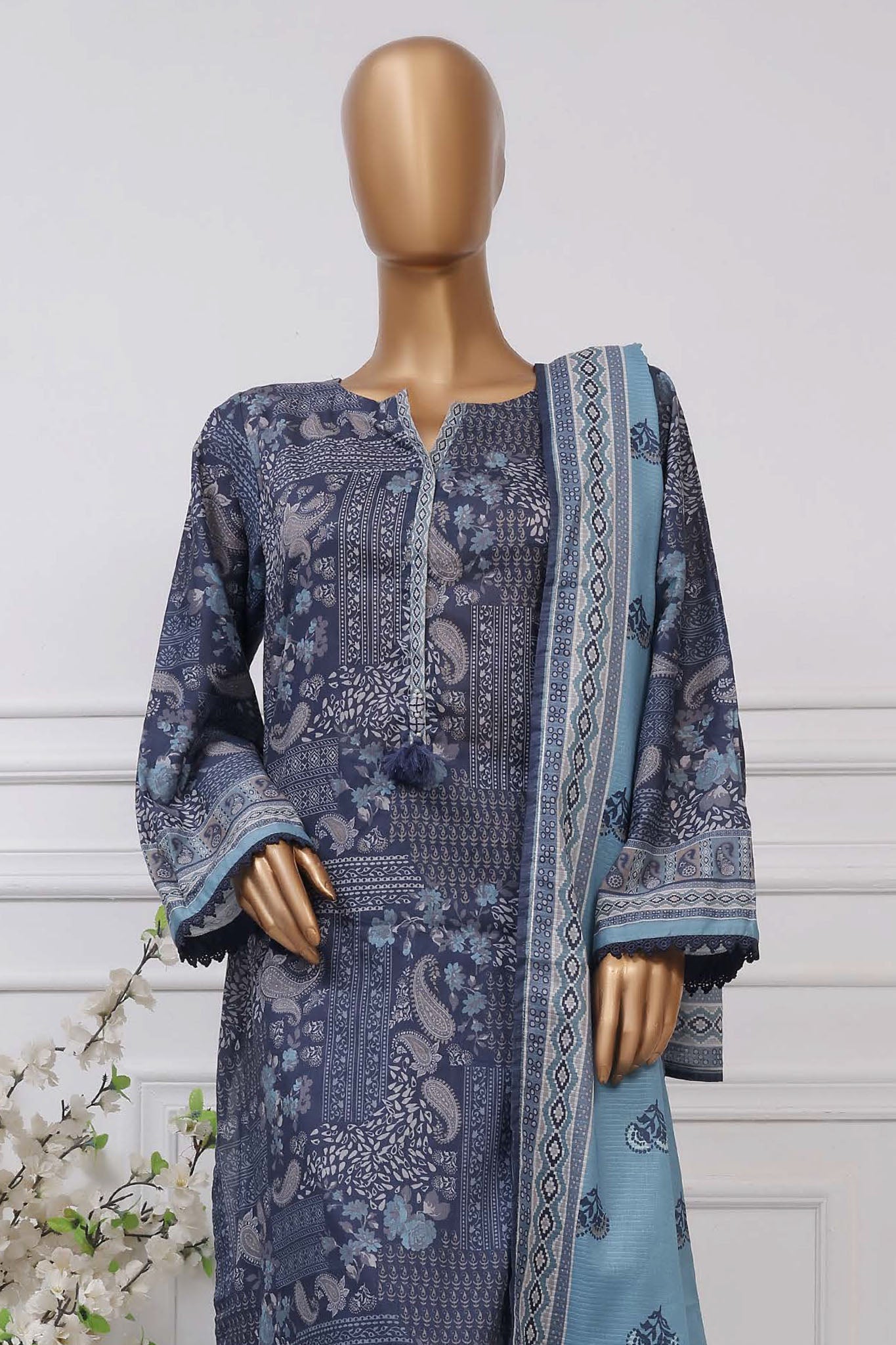 Sada Bahar Stitched 3 Piece Printed Lawn Vol-04 Collection'2025-PR-2744-Blue