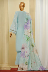 Traditional Vibes By HZ Stitched 3 Piece Solid Emb Chikankari Collection'2025-PWC-103-Sky Blue