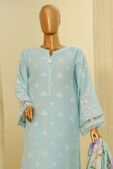 Traditional Vibes By HZ Stitched 3 Piece Solid Emb Chikankari Collection'2025-PWC-103-Sky Blue