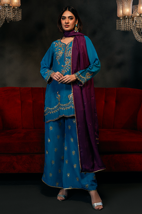 Lux Edit By Zaaviay Stitched Peacock Parade (Three Piece)