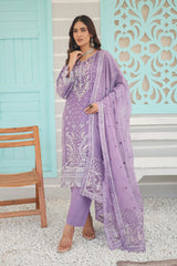 Inara By Azmeerah Official Semi Stitched 3 Piece Chiffon Edit Collection'2024-01-Peri Winkle