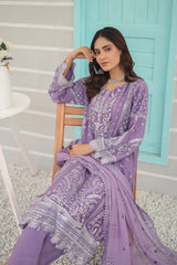 Inara By Azmeerah Official Semi Stitched 3 Piece Chiffon Edit Collection'2024-01-Peri Winkle