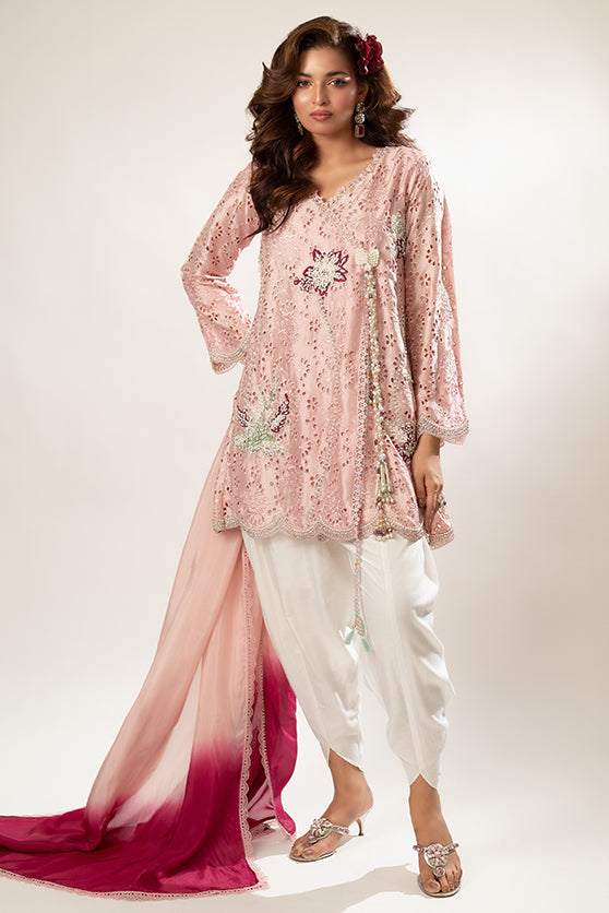 Lux Edit By Zaaviay Stitched Pink Promise (Three Piece)