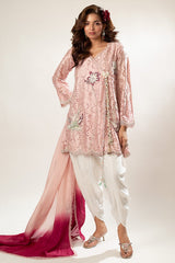 Lux Edit By Zaaviay Stitched Pink Promise (Three Piece)
