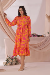 Ochre Clothing Women's Georgette Printed Dress