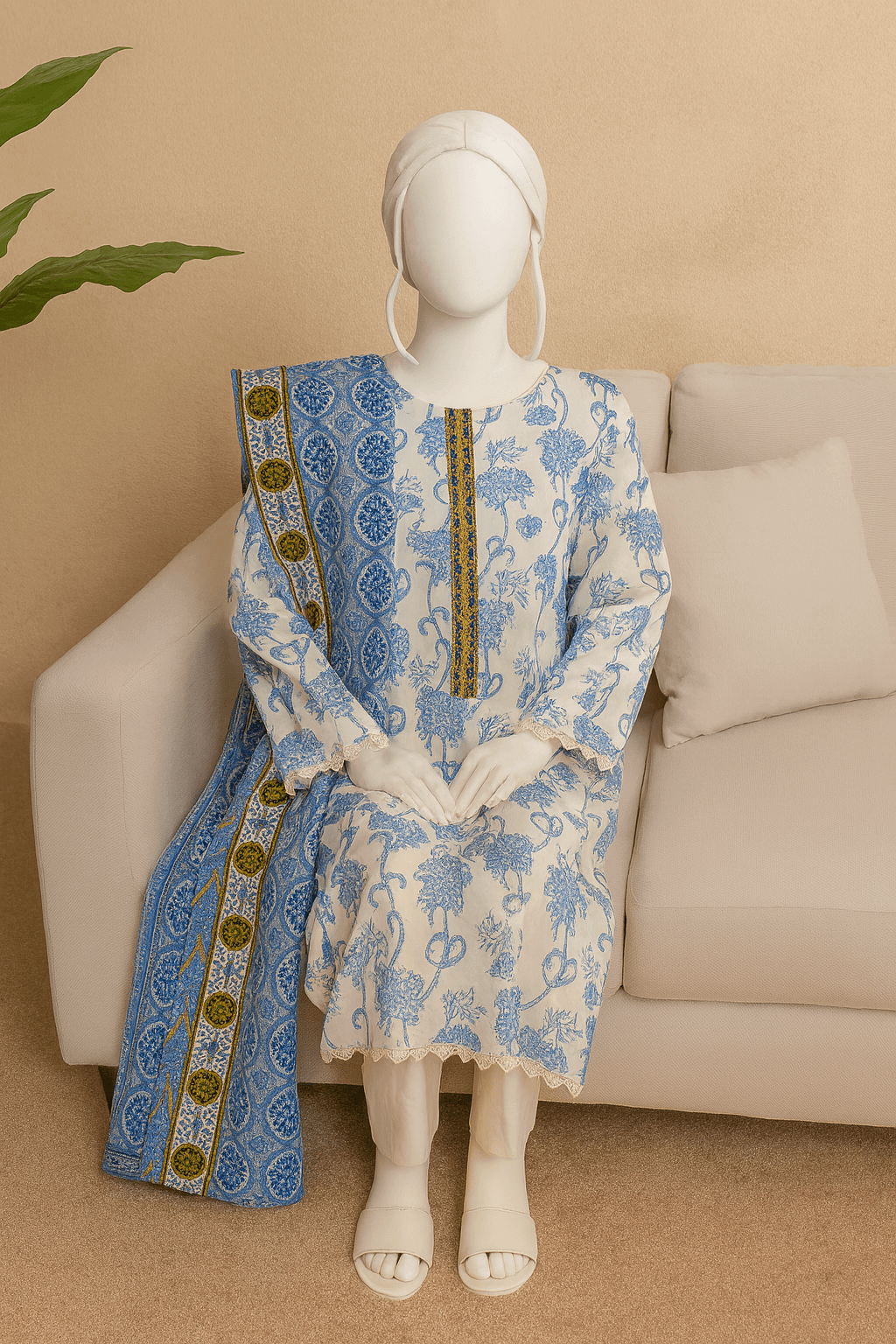 Almeerah Unstitched 3 Piece Luxe Summer Collection'2025-Pure White Grace