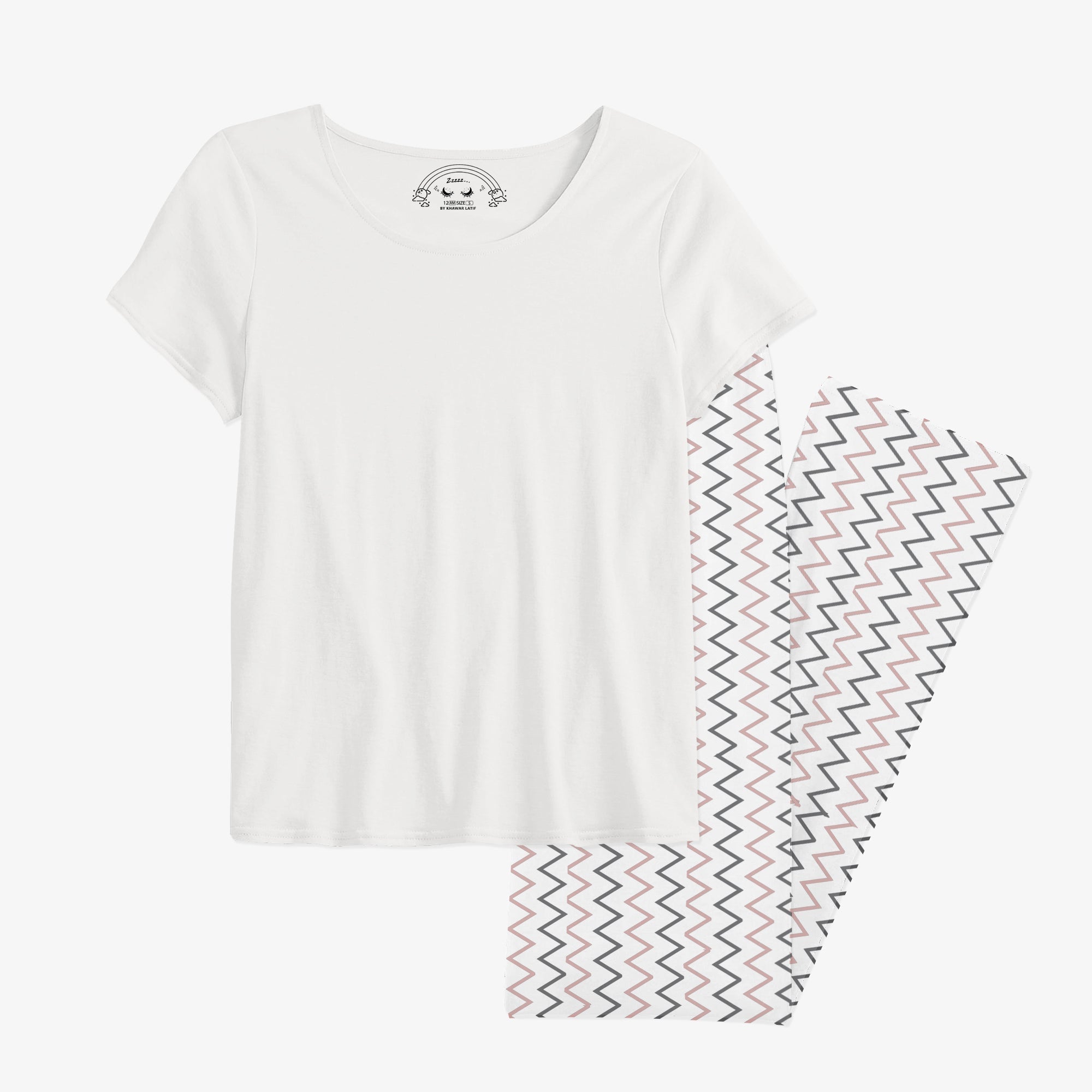 12 AM By Khawar Latif ZigZag Trouser with Matching tshirts