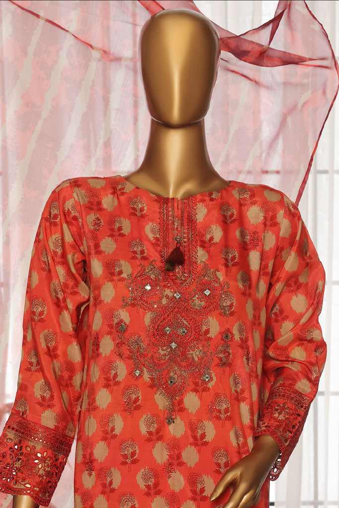 Majestic By HZ Stitched 3 Piece Festive Emb Silk Collection'2025-RTE-011
