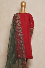 Bin Saeed Stitched 3 Piece Organza Festive Formals Collection'2024-RTS-301-Red