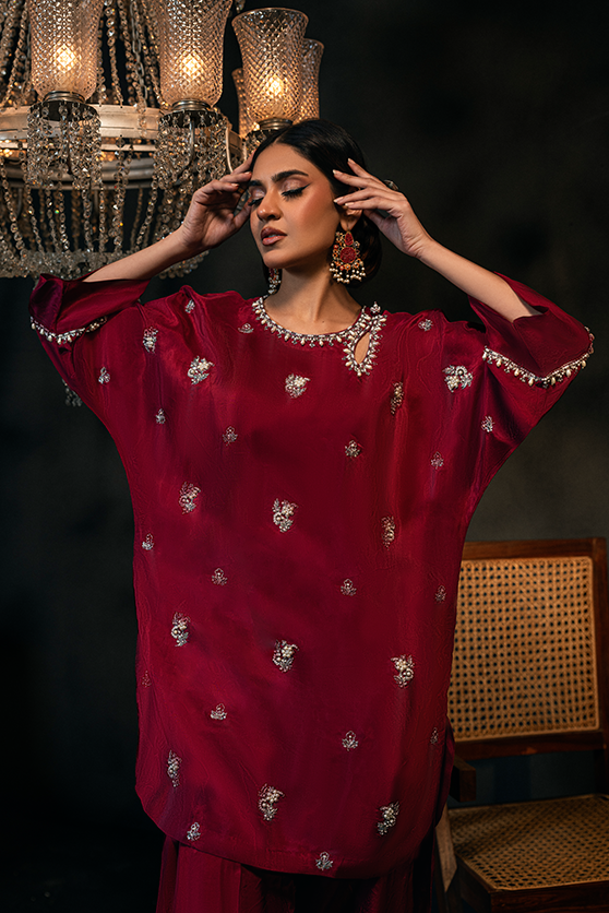 Lux Edit By Zaaviay Stitched Raspberry Rhapsody (Three Piece)