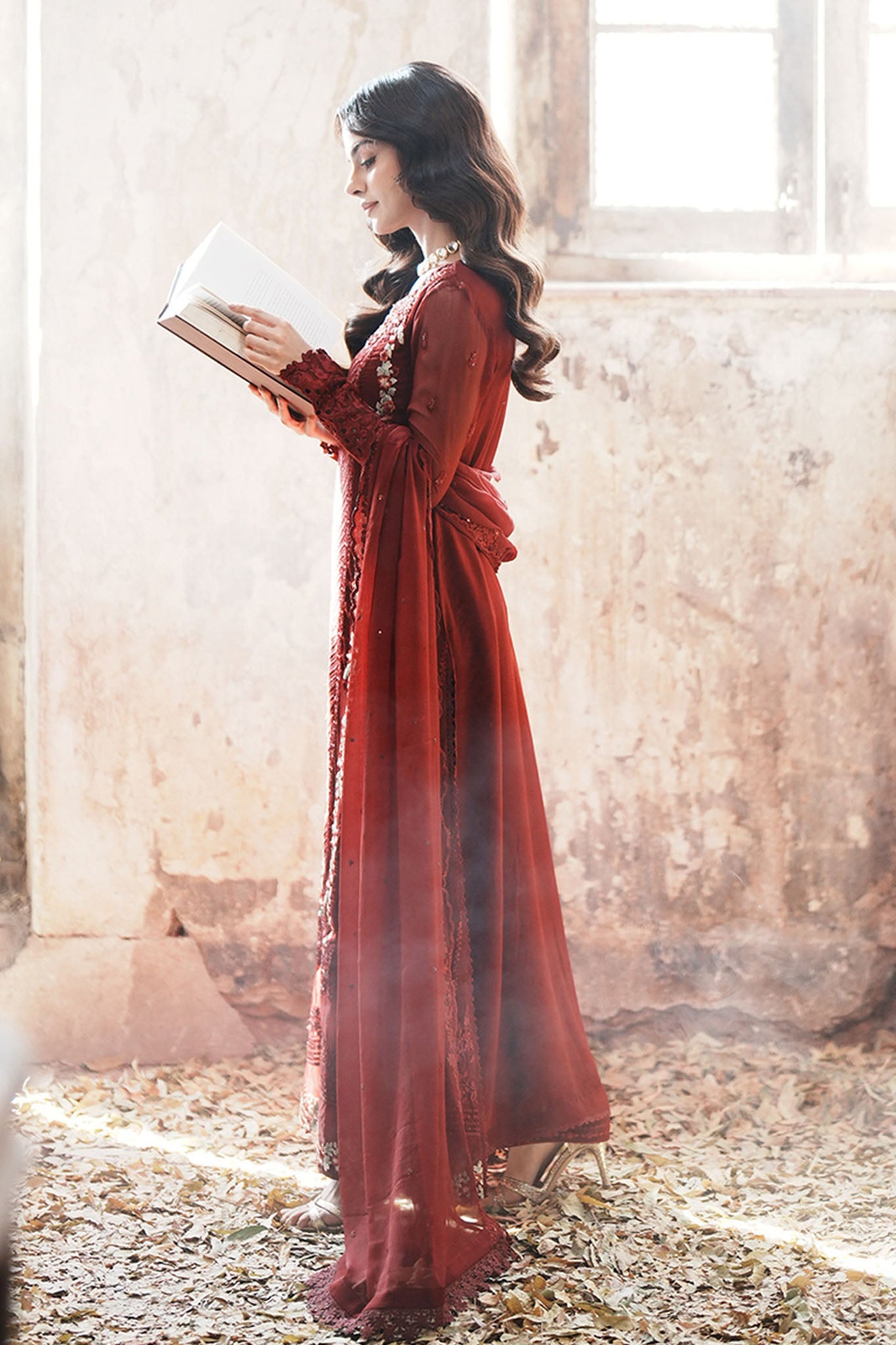 Azure Ensembles Unstitched 3 Piece Festive Formals Collection-I-01317-Red Mist