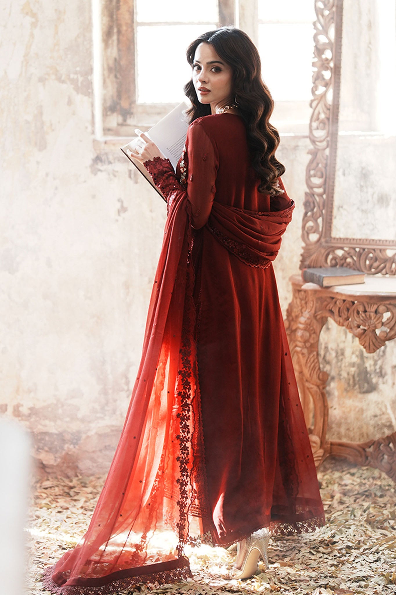 Azure Ensembles Unstitched 3 Piece Festive Formals Collection-I-01317-Red Mist