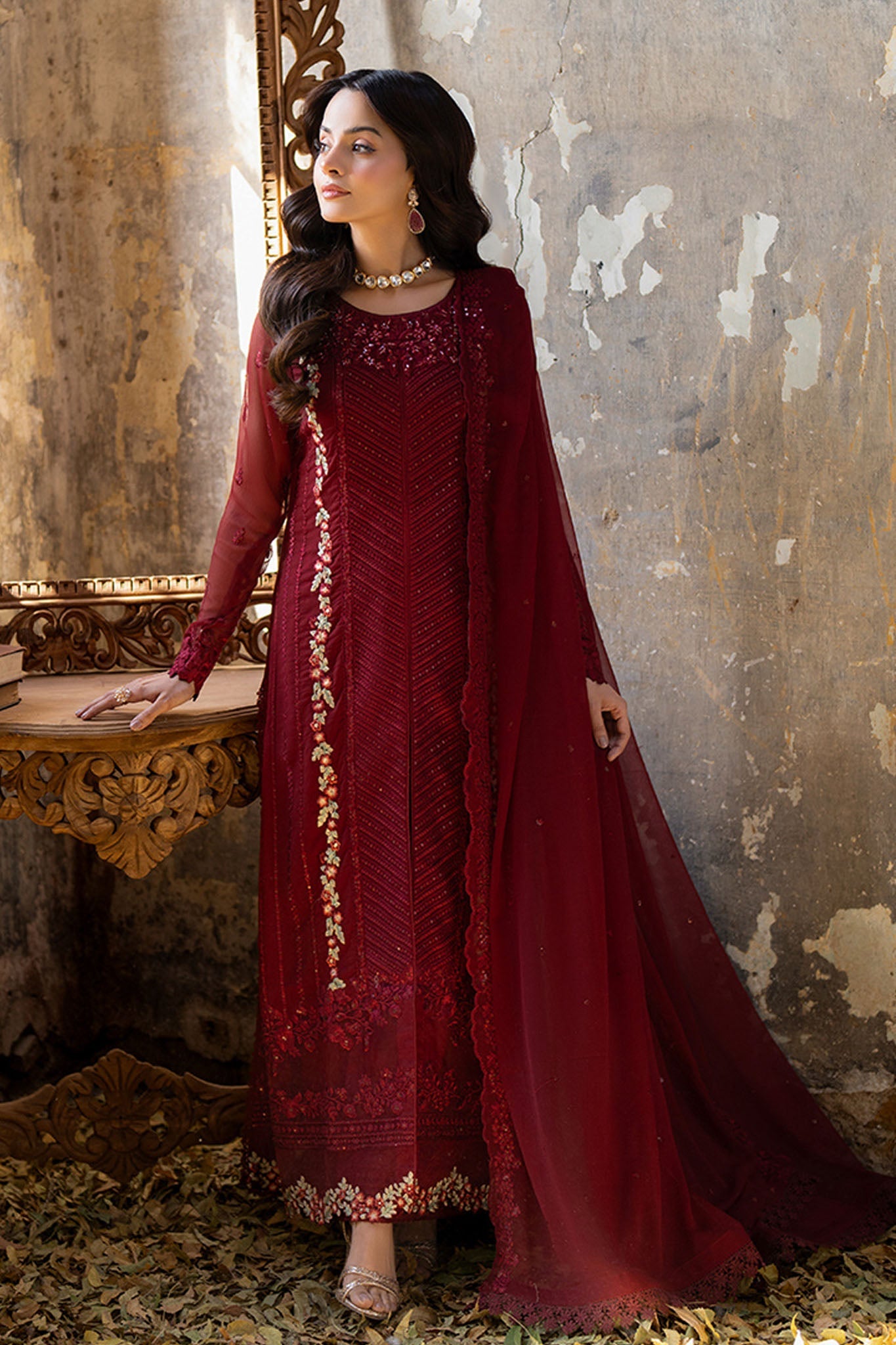 Azure Ensembles Unstitched 3 Piece Festive Formals Collection-I-01317-Red Mist