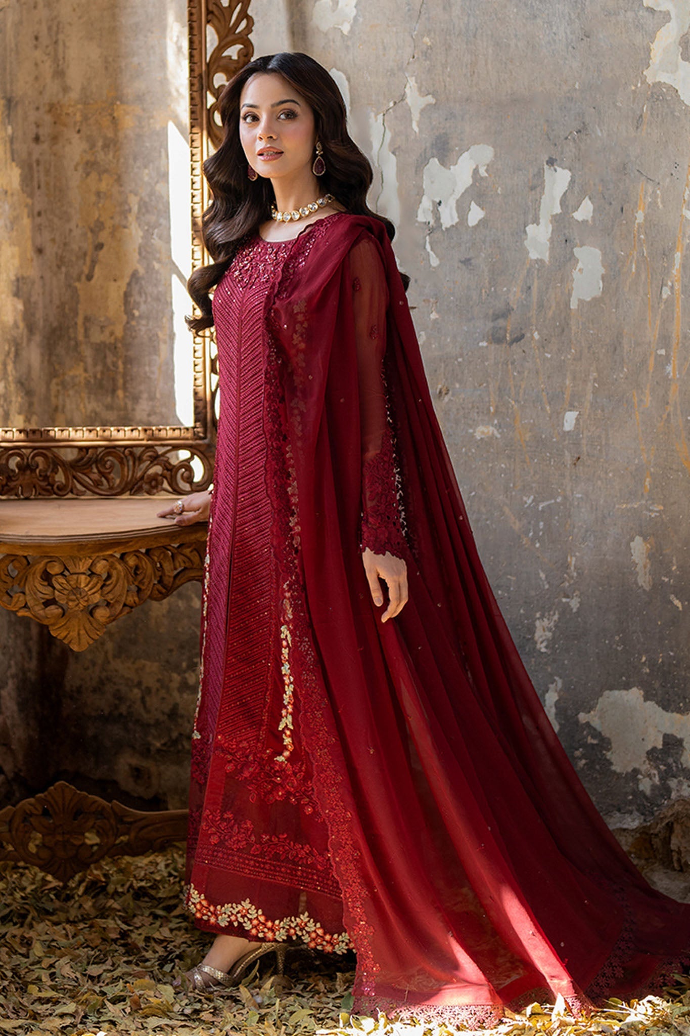 Azure Ensembles Unstitched 3 Piece Festive Formals Collection-I-01317-Red Mist