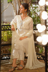 Ochre Clothing Girls Full Suits Chiffon Embroidered 3 Pc Suit