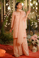 Ochre Clothing Girls Full Suits Viscose Jacquard Hand Adda Work 3 Pc  Suit