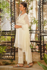 Ochre Clothing Girls Full Suits Chiffon Embroidered 3 Pc Suit