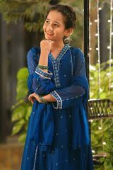 Ochre Clothing Girls Full Suits Chiffon Embroidered 3 Pc Suit