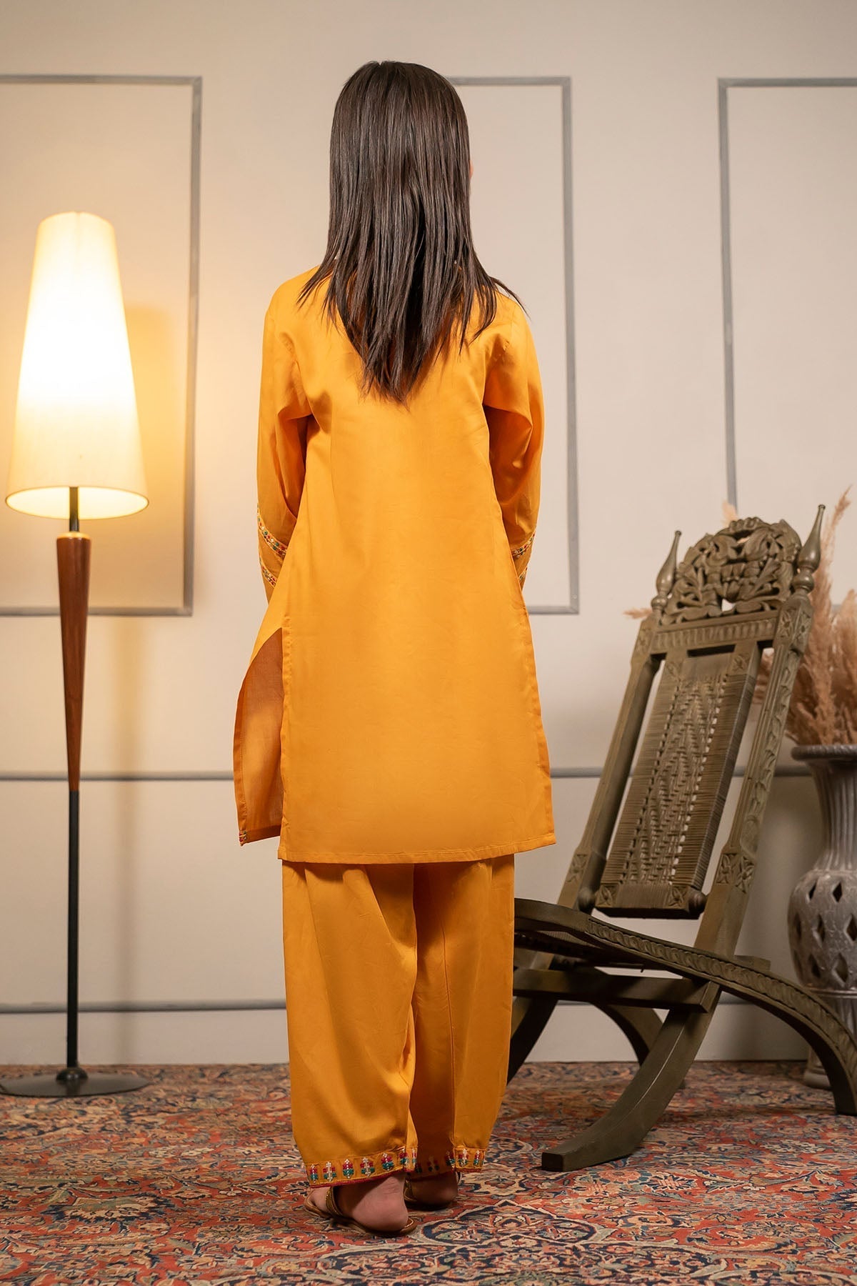 Ochre Clothing Cotton Embroidered 2 Pc Suit