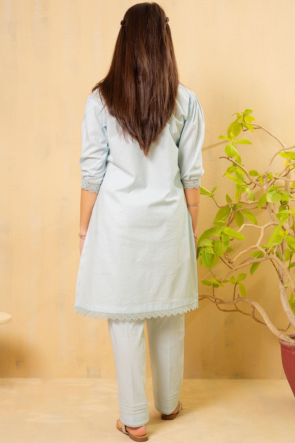 Ochre Clothing Chambray Cotton 2 Pc Suit