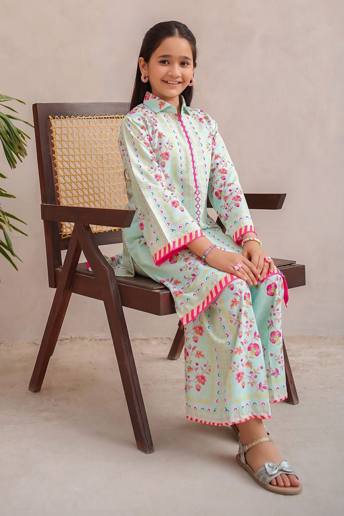 Ochre Clothing Girls Co-ords Swiss Lawn Digital Printed 2 Pc Suit