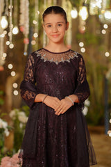 Ochre Clothing Girls Full Suits Sequence Net Hand Adda Work 3 Pc Suit