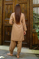 Ochre Clothing Dobby Cotton Embellished 2 Pc Suit