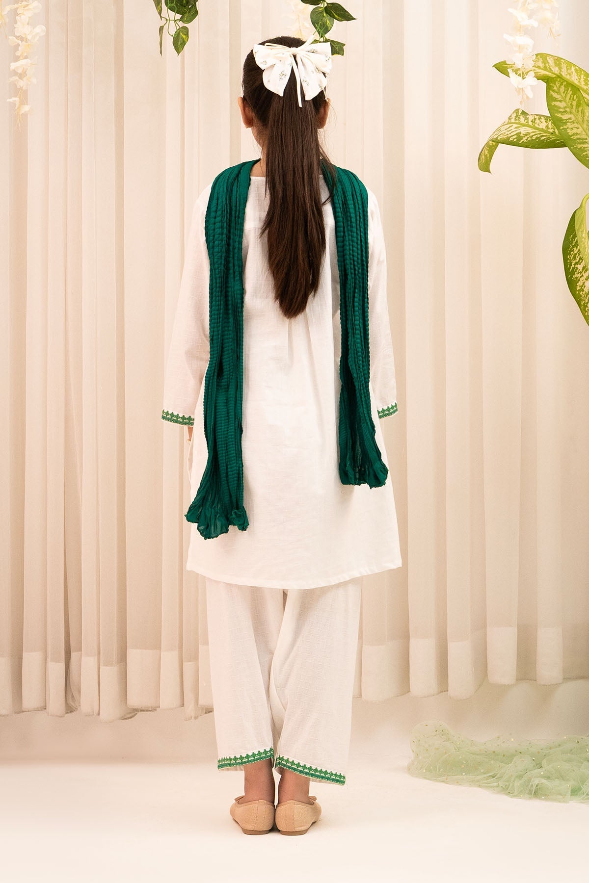 Ochre Clothing Chambray Cotton Embroidered 3 Pc Suit