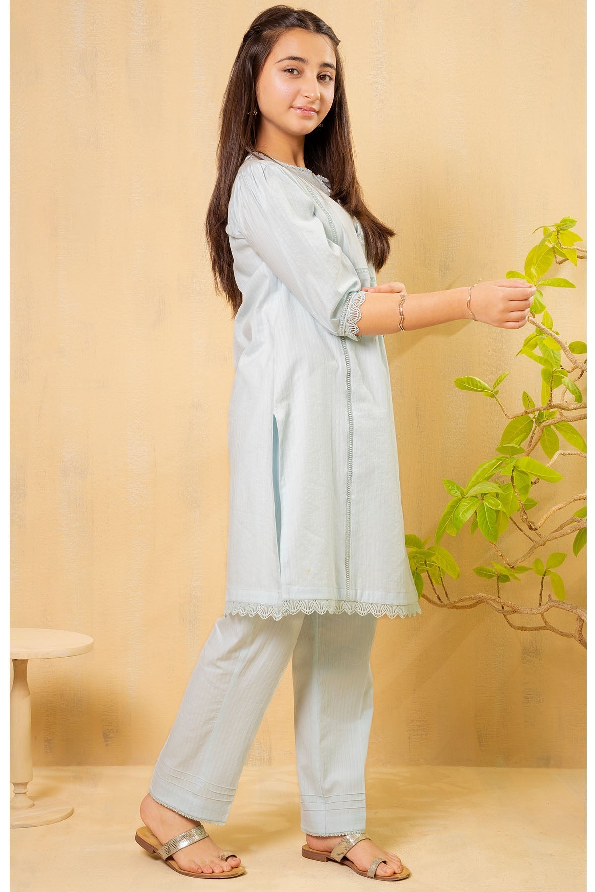 Ochre Clothing Chambray Cotton 2 Pc Suit