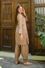 Ochre Clothing Dobby Cotton Embellished 2 Pc Suit