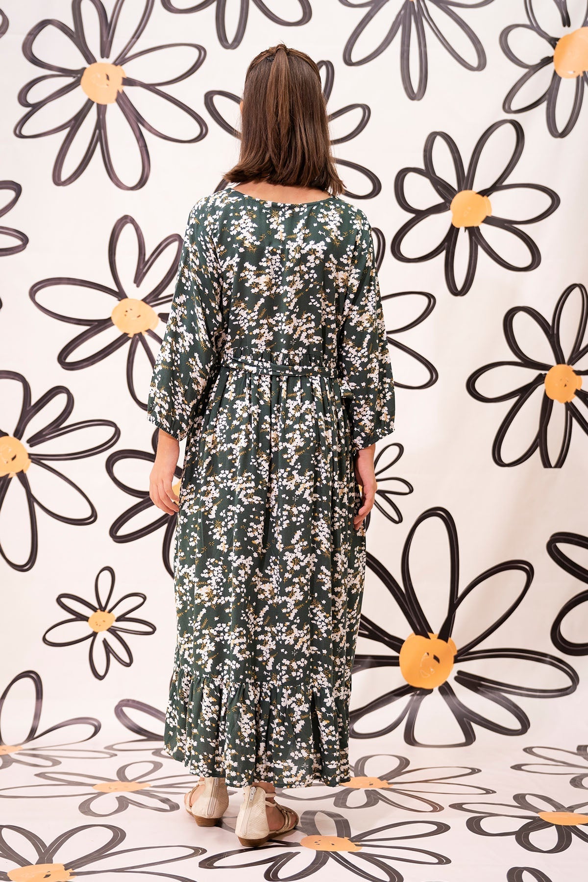 Ochre Clothing Western Tops Printed Georgette Full Length Dress