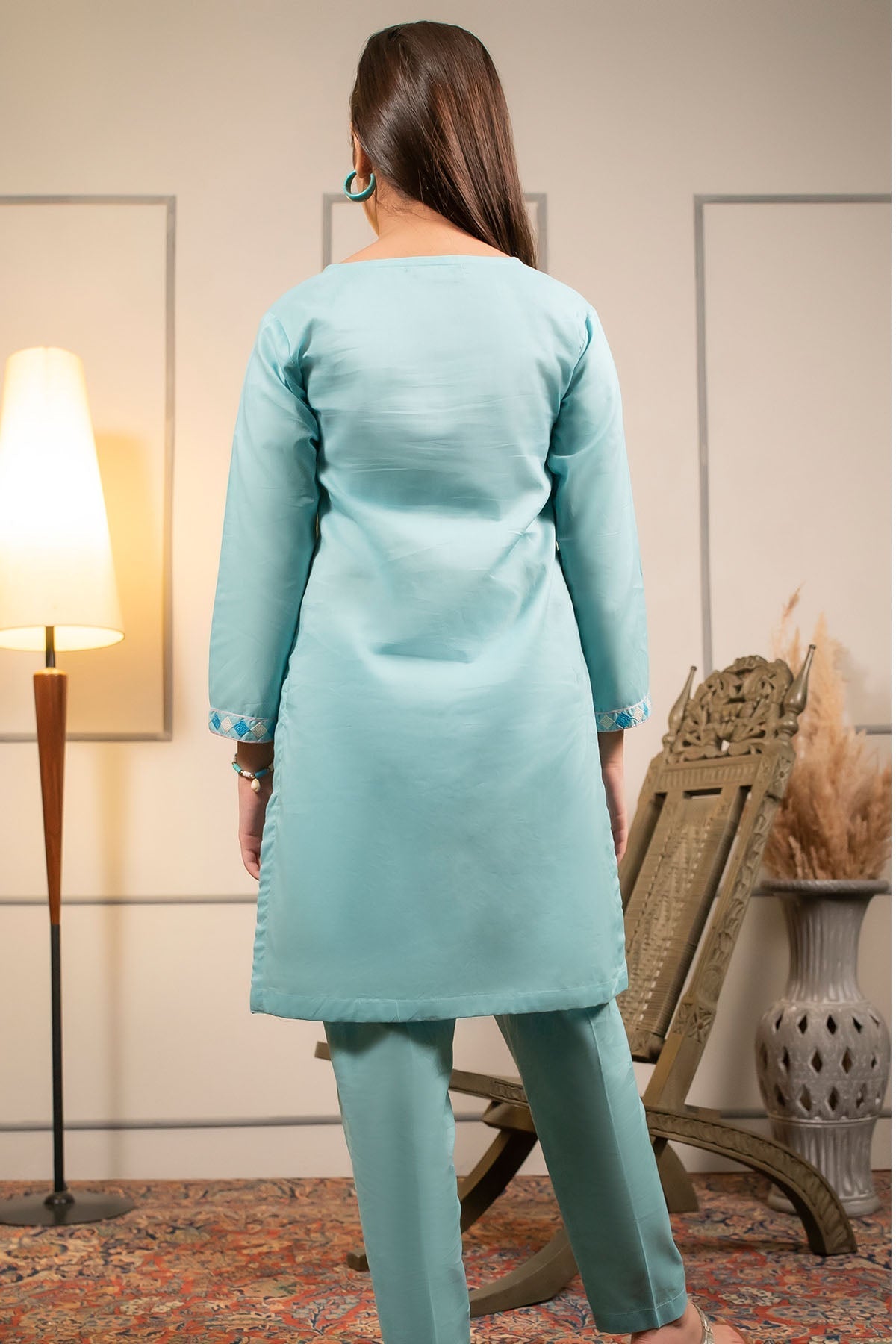 Ochre Clothing Cotton Embroidered 2 Pc Suit