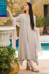 Chiffon Hand Adda Work 3 Pc Suit - Wear Ochre