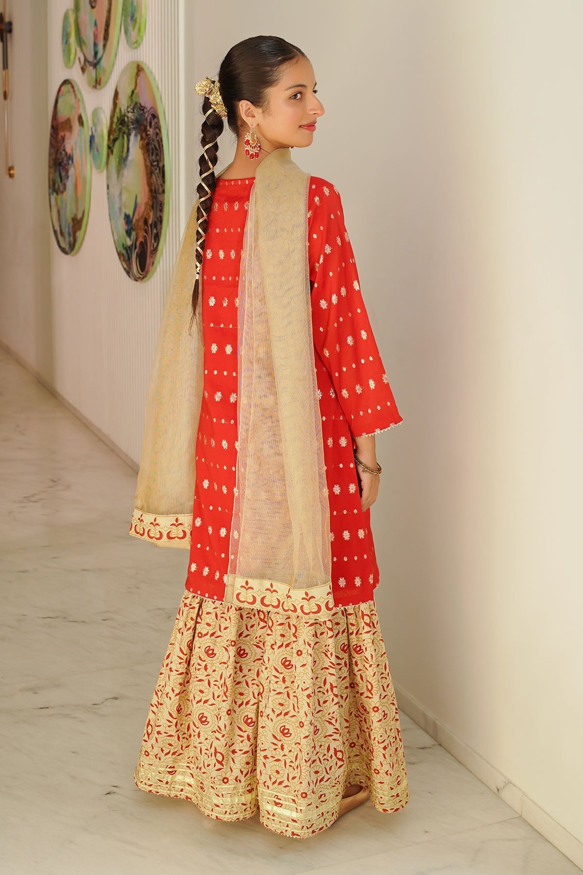 Ochre Clothing Zari Jacquard Hand Adda Work 3 Pc Suit Collection'2025-SHD-08