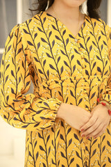Ochre Clothing Herringbone Digital Printed Dress-OWLL-10