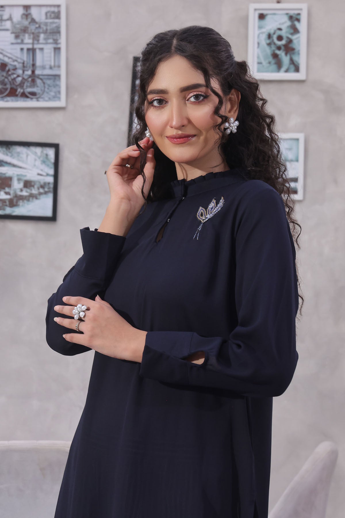 Ochre Clothing Georgette Hand Adda Work Women's 2 Pc Suit