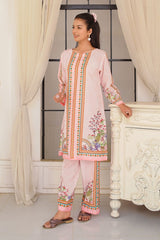 Ochre Clothing Girls Co-ords Swiss Lawn Digital Printed 2 Pc Suit