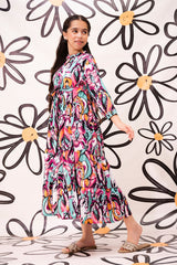 Ochre Clothing Georgette Printed Dress