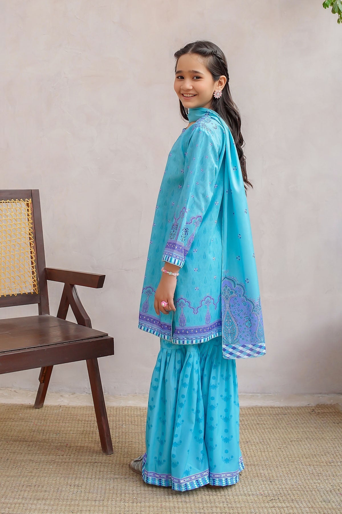 Ochre Clothing Girls Full Suits Swiss Lawn Digital Printed 3 Pc Suit