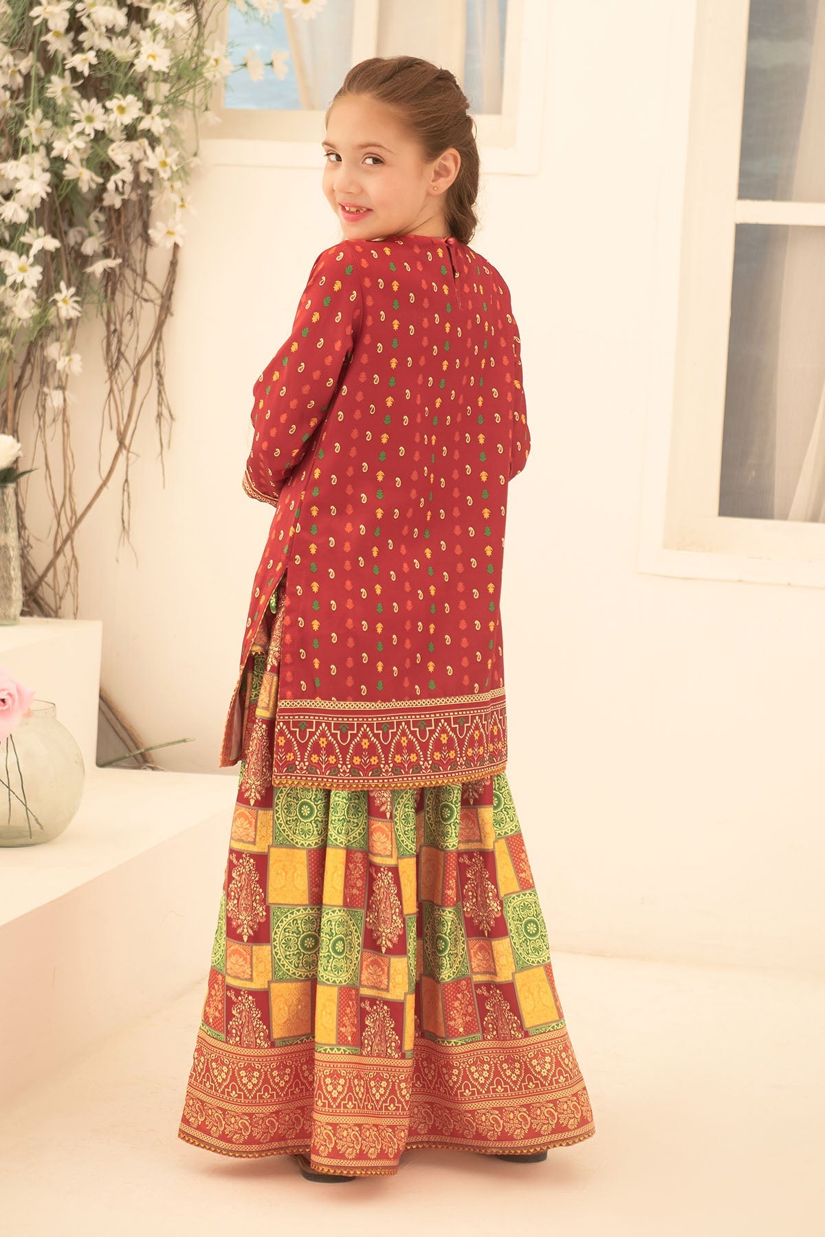Ochre Clothing Herringbone Digital Printed 3 Pc Suit-INDP-19