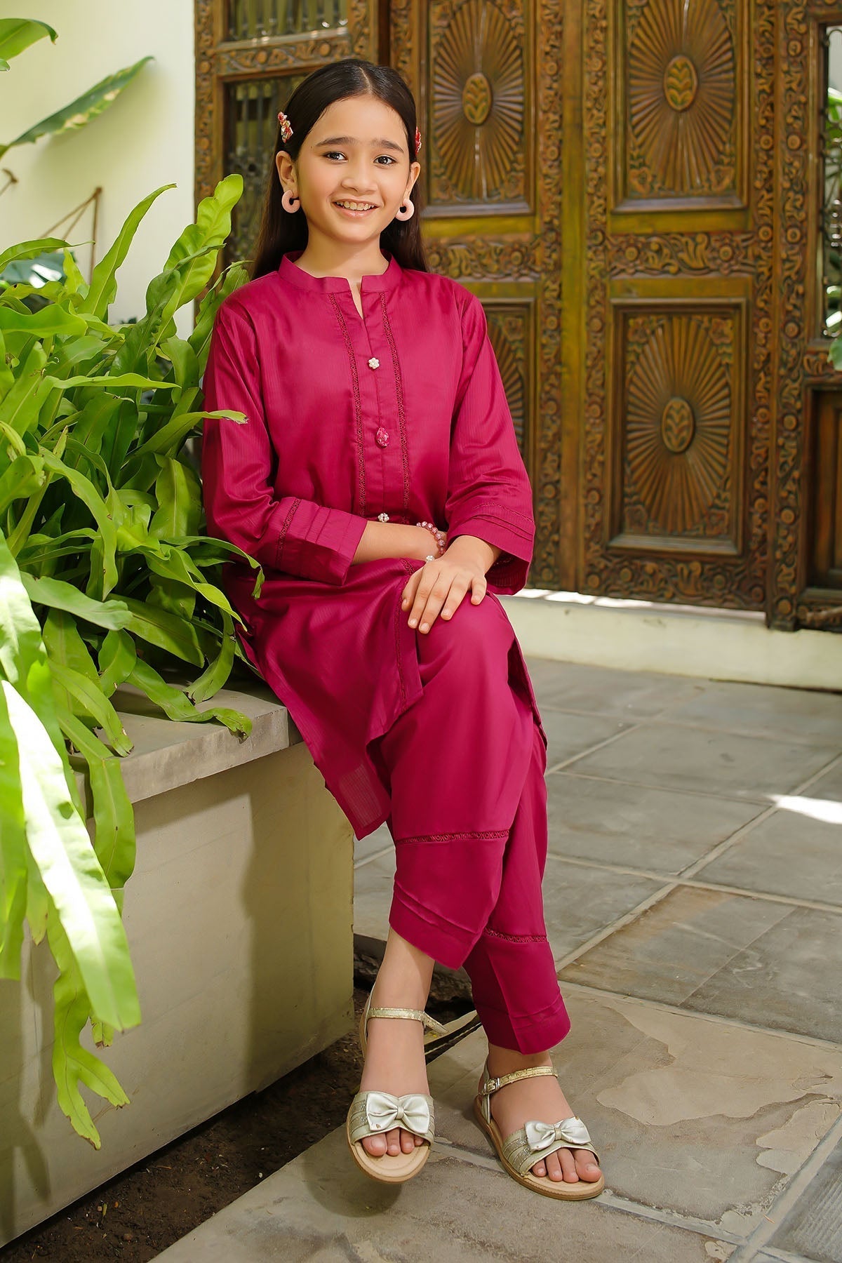 Ochre Clothing Dobby Cotton Embellished 2 Pc Suit